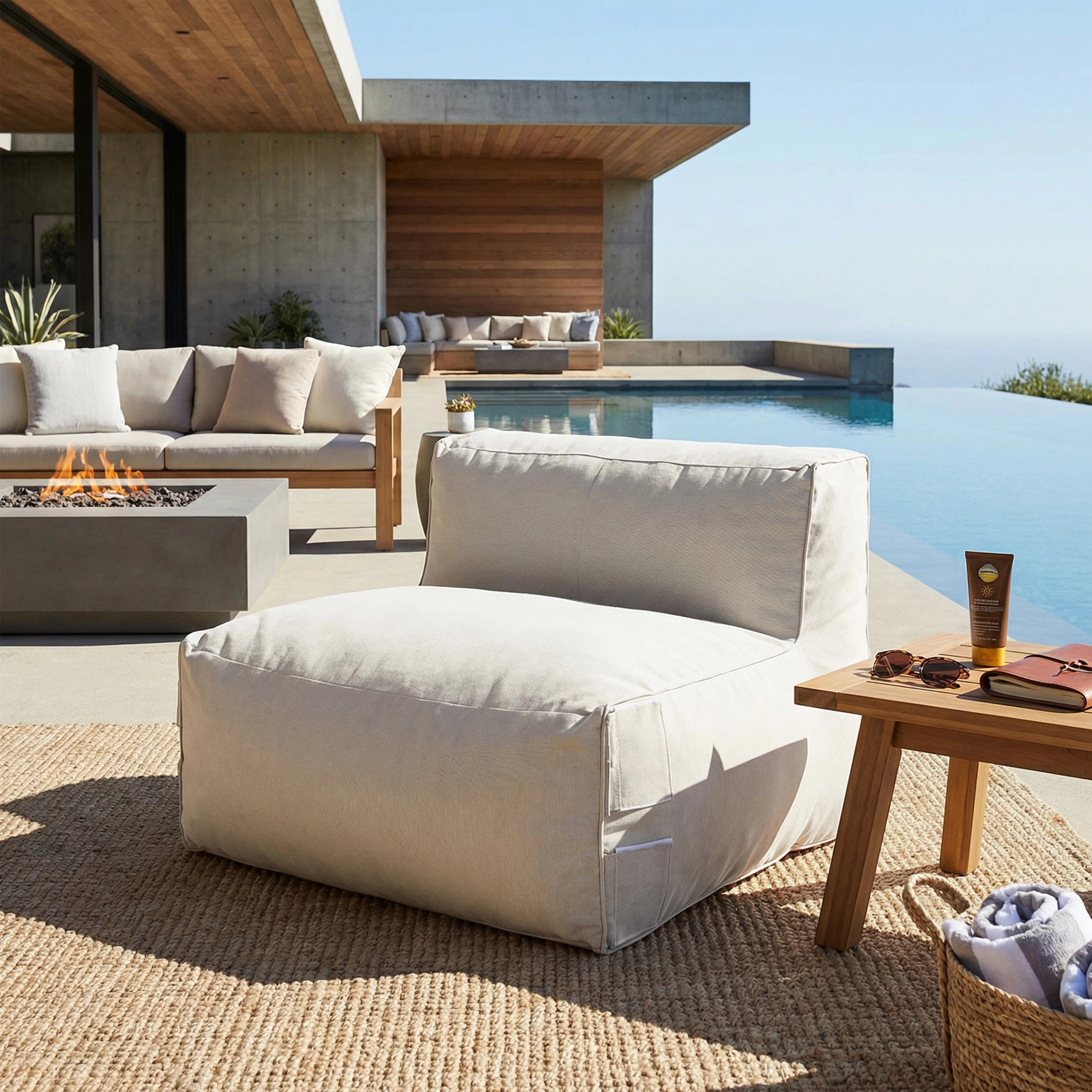 Dael Modern Coastal Outdoor Olefin Bean Bag  Armless Sofa with Shredded Foam Fill | Wayfair North America