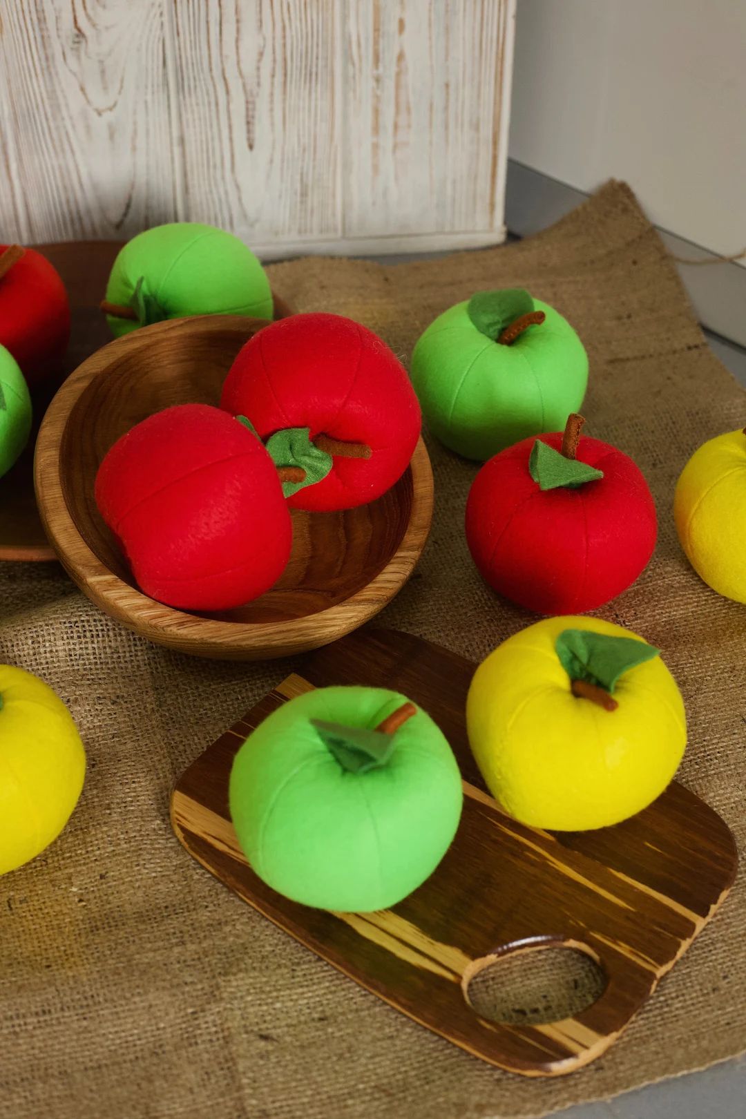 Apple felt (pretend play food, fruits vegetables set, kids kitchen, realistic fake food, plush to... | Etsy (US)