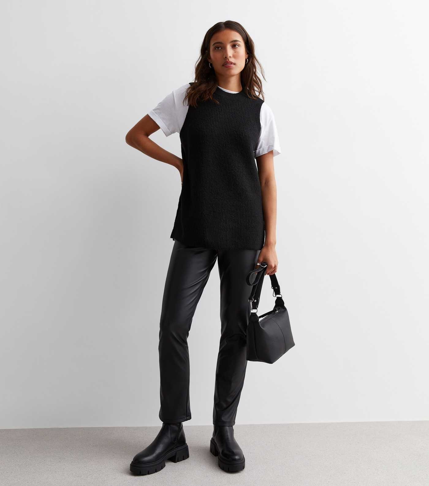 Black Ribbed Knit Split Hem Vest | New Look | New Look (UK)