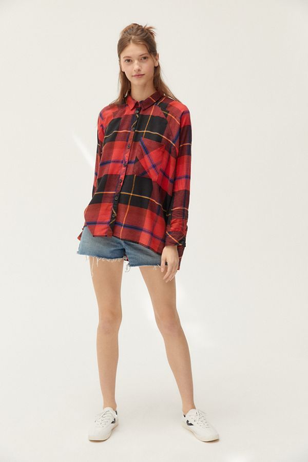 UO Brendan Drapey Flannel Button-Down Shirt | Urban Outfitters (US and RoW)