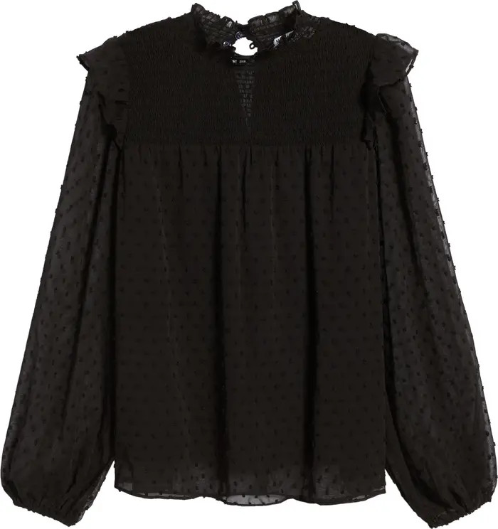 NIKKI LUND Yannis Smocked Clip Dot Blouse | Nordstrom | Nordstrom
