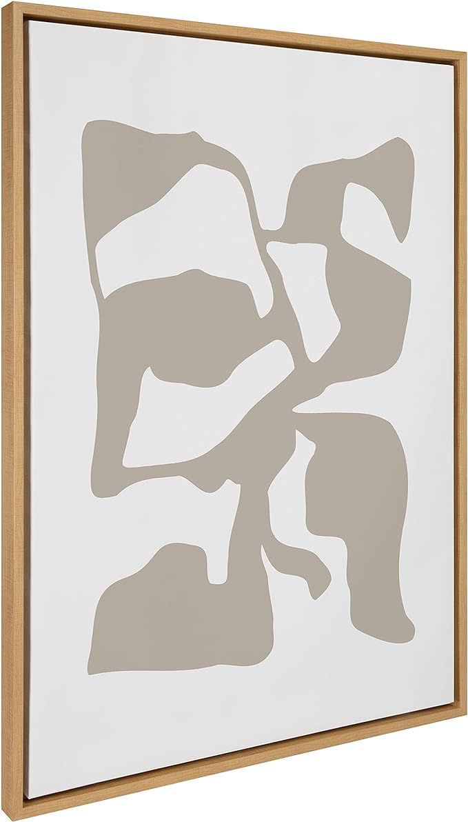 Kate and Laurel Sylvie Distorted Shapes of Tan and White Framed Canvas Wall Art by The Creative B... | Amazon (US)