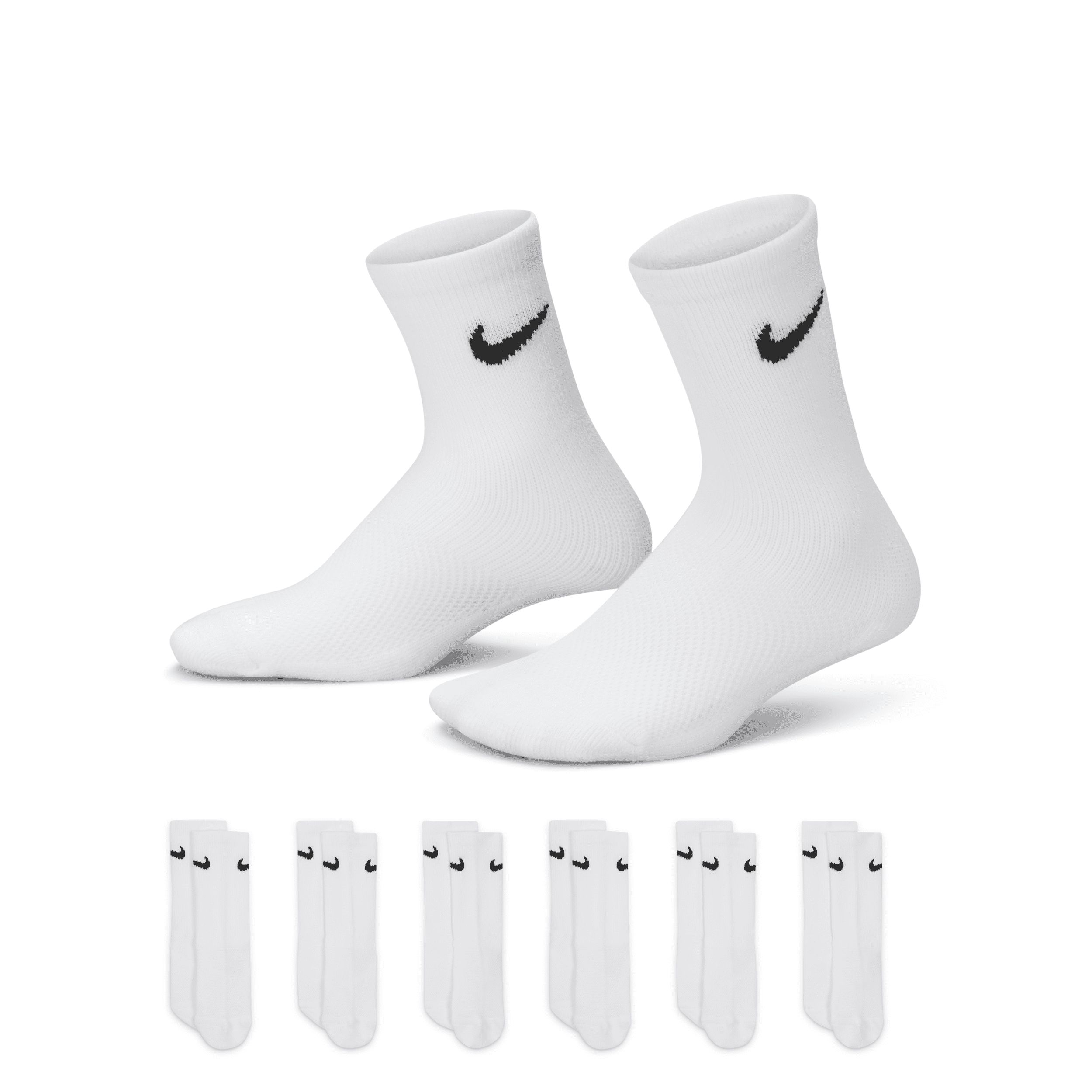 Nike Mesh and Cushioned Crew Socks Box Set (6 Pairs) Little Kids' Socks in White, Size: 7C-10C | RN0 | Nike (US)