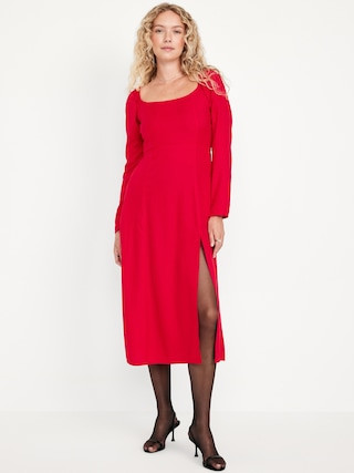 Fit & Flare Crepe Dress | Old Navy (US)