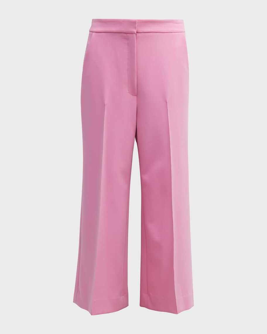 Lela Rose Nota Straight-Leg Twill Pants | Neiman Marcus