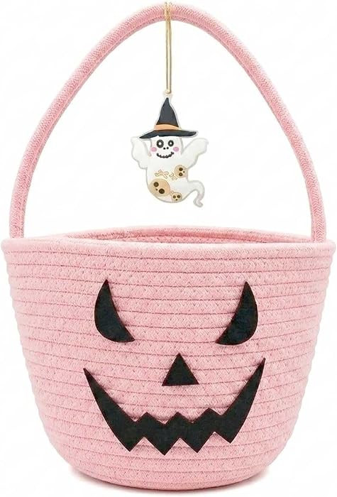 Halloween Basket for Kids, Trick or Treat Basket, Cute Pumpkin Candy Bucket, Boo Spooky Small Bas... | Amazon (US)
