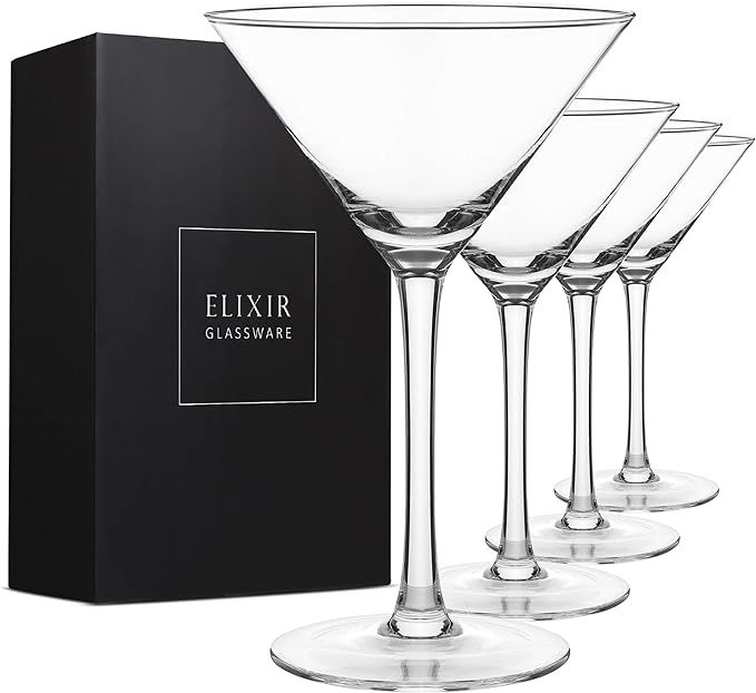 Martini Glasses Set of 4 - Hand Blown Crystal Martini Glasses with Stem - Elegant Cocktail Glasse... | Amazon (US)