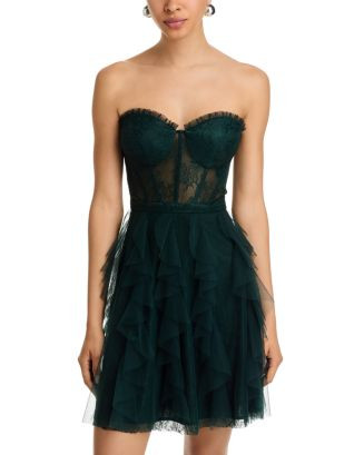 AQUA Strapless Mesh Lace Dress - Exclusive   | Bloomingdale's Women | Bloomingdale's (US)