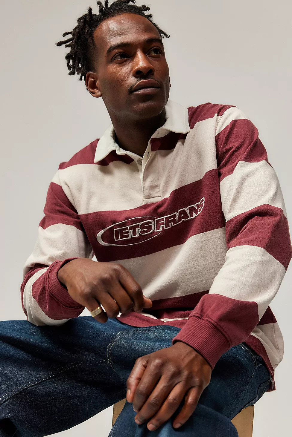 iets frans... Burgundy Stripe Shirt | Urban Outfitters (EU)
