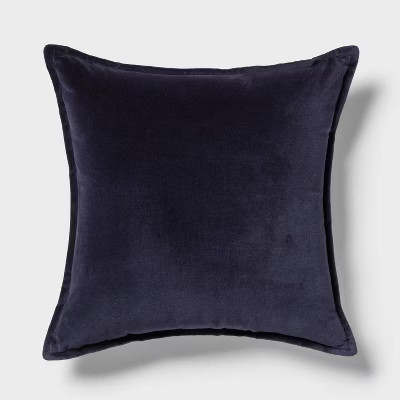 Velvet Reverse Oblong Dec Pillow Navy - Threshold™: Indoor Cotton Fabric, Polyester Filled, Squ... | Target