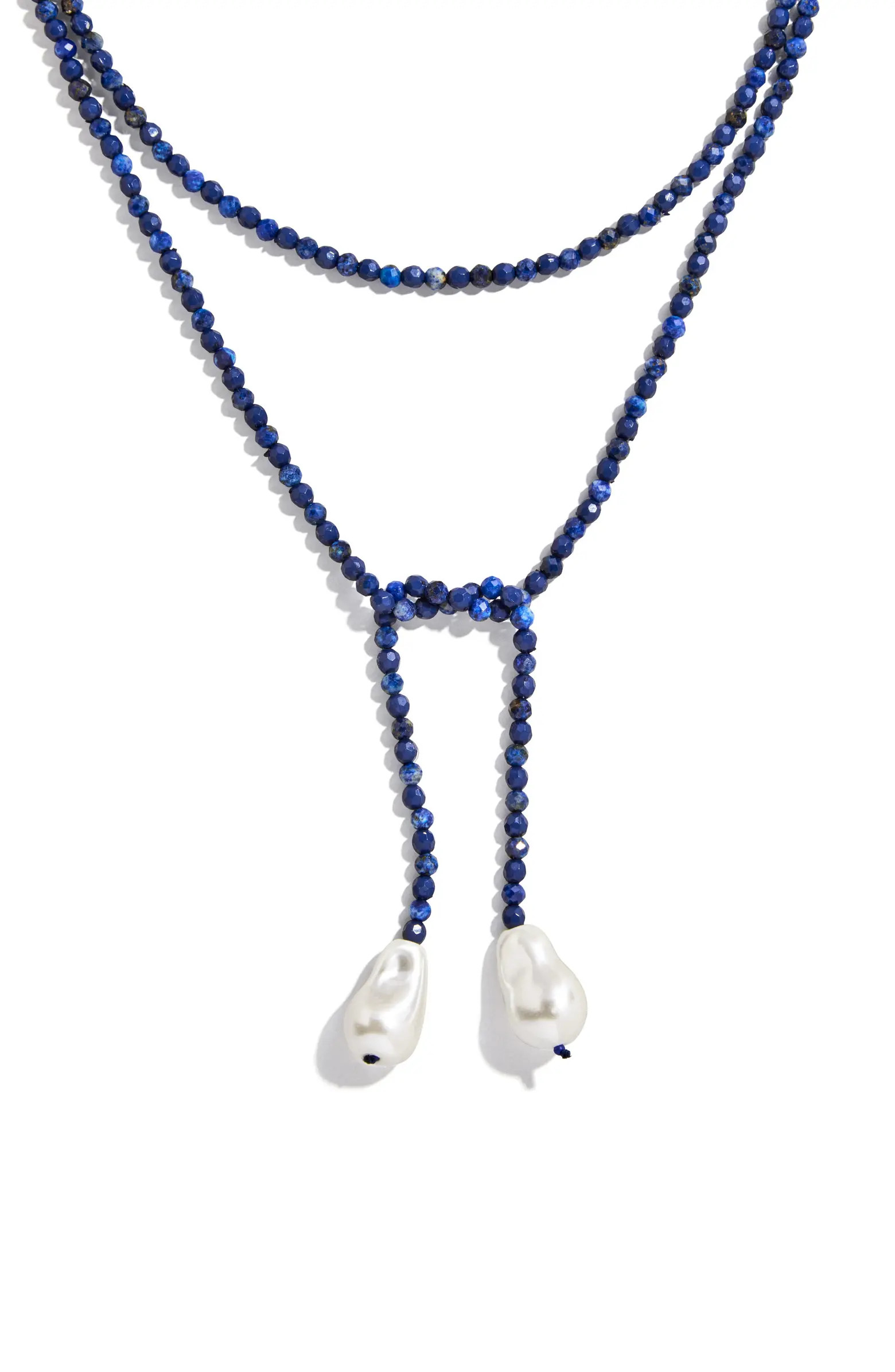 Faux Pearl & Faux Semi Precious Stone Wrap Necklace | Nordstrom