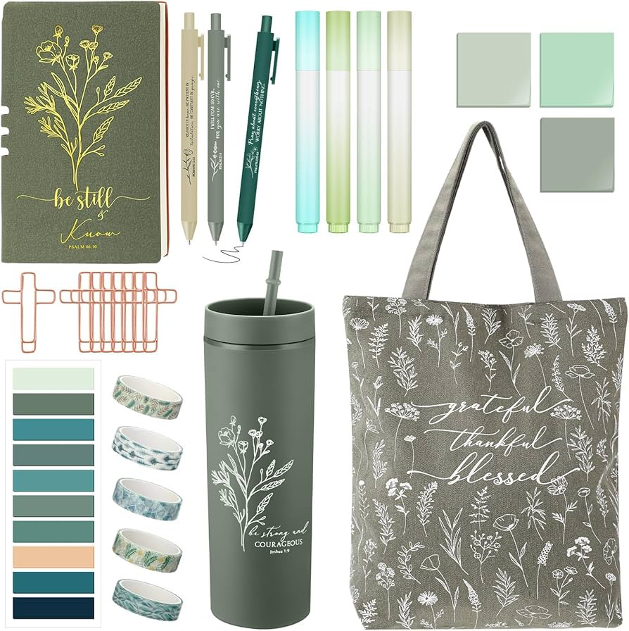 Patelai 29 Pcs Bible Study Supplies Journaling Kit with Christian Cup Tote Bag for Women Gifts Se... | Amazon (US)