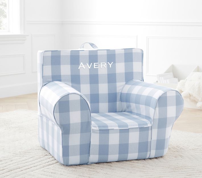 Kids Anywhere Chair®, Chambray Blue Twill with Buffalo Check | Pottery Barn Kids