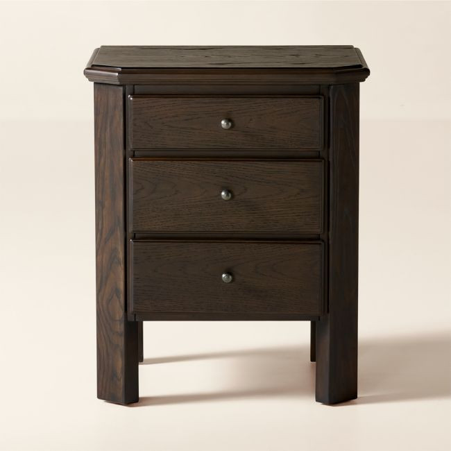 Isla 20"" Dark Wood 3-Drawer Nightstand | CB2