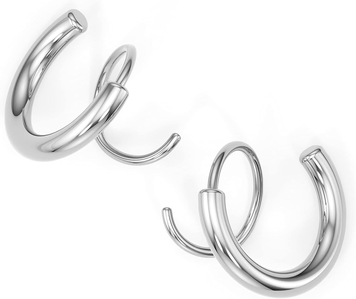 Spiral Hoop Twist Double Earrings - 14K Helix Spiral Earrings, Double Piercing Earrings, Faux Dou... | Amazon (US)