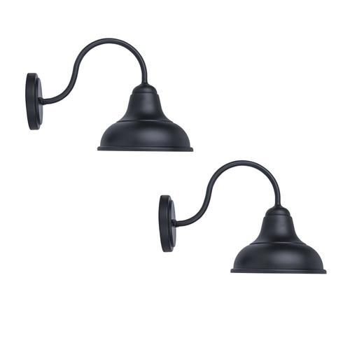 Project Source 2-Pack 9.44-in H Black Dark Sky Medium Base (E-26) Outdoor Wall Light | Lowe's