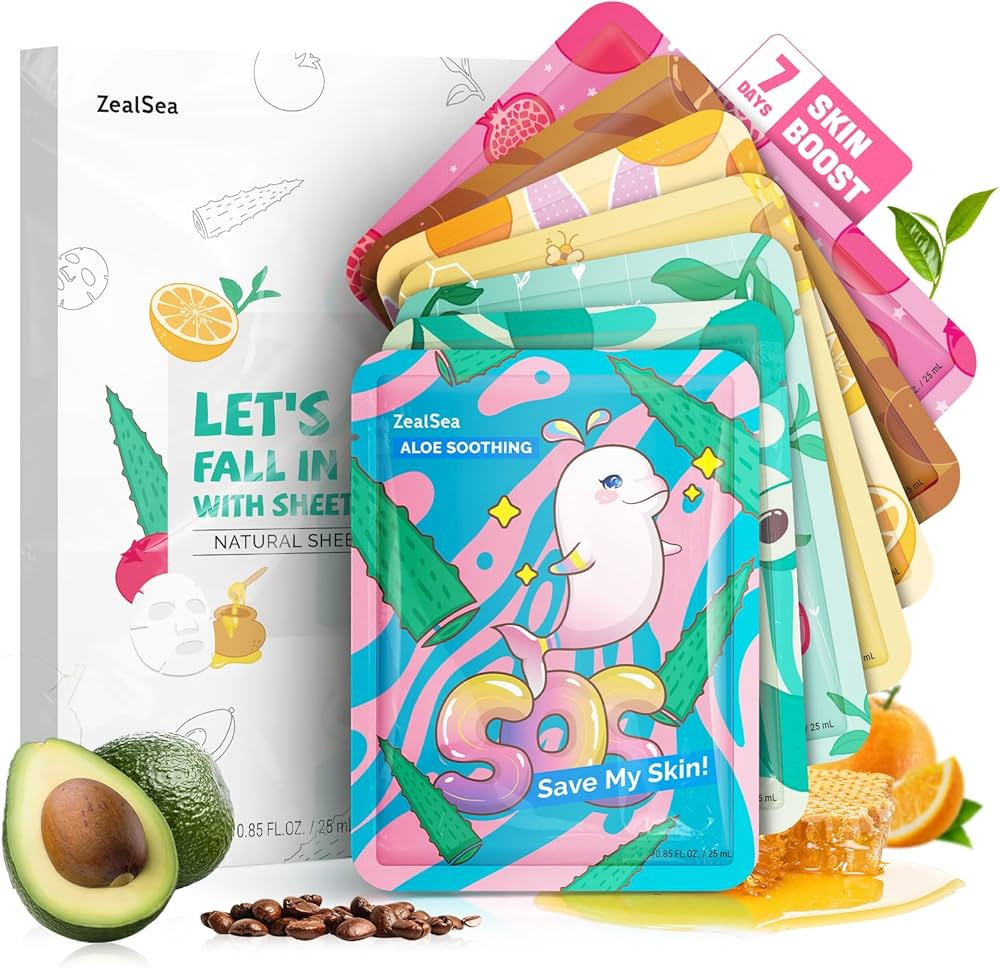 ZealSea Face Masks Skincare, Facial Masks for Women Skin Care, Sheet Masks Beauty with Natural In... | Amazon (US)