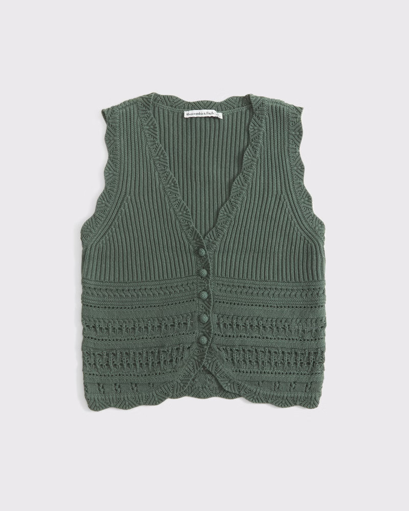 Abercrombie & Fitch Women's Textural V-Neck Sweater Vest in Green - Size S | Abercrombie & Fitch (US)