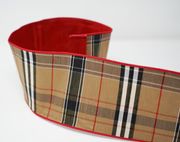 Tan Tartan Plaid with Red Back (two sided) | Hello Holidays