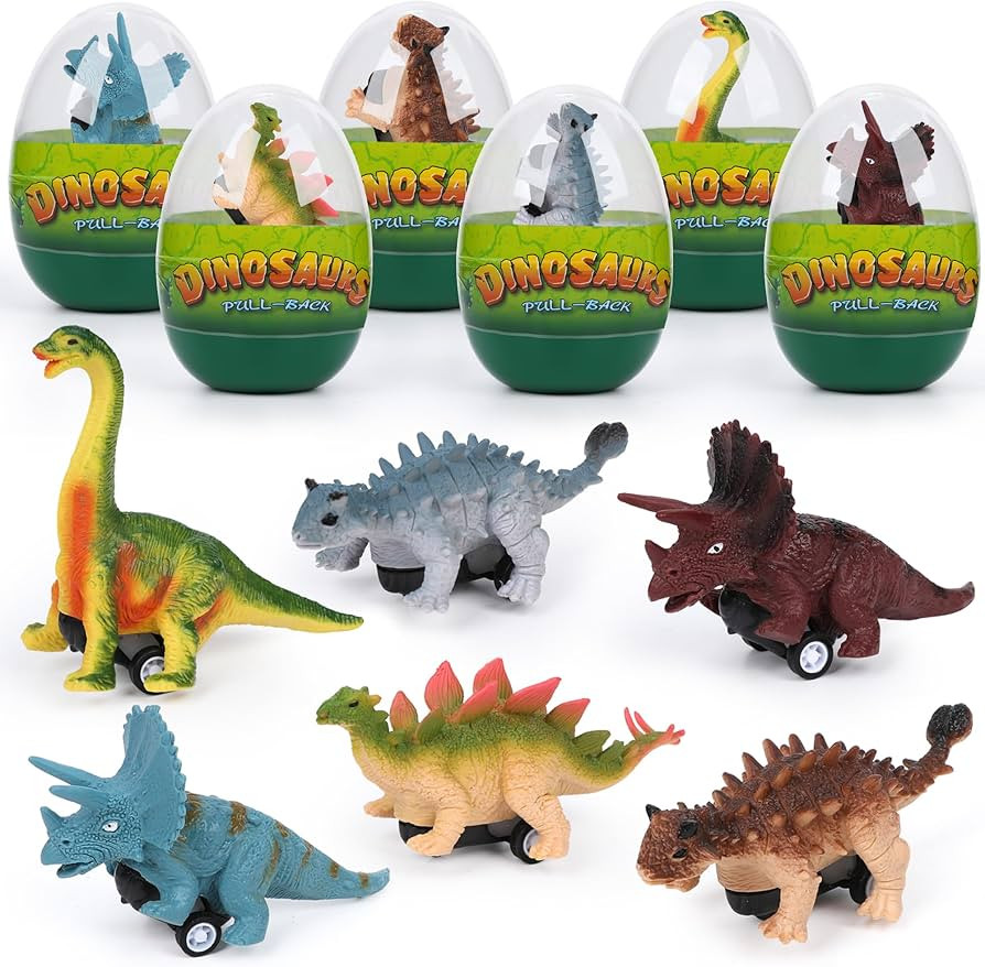 Easter Eggs with Toys Inside - 6Pack Jumbo Dinosaur Pull Back Cars Prefilled Easter Basket Stuffers Dinosaur Toys Fillers Easter Party Favors for Kids Boys Girls Ages Easter Gifts | Amazon (US)