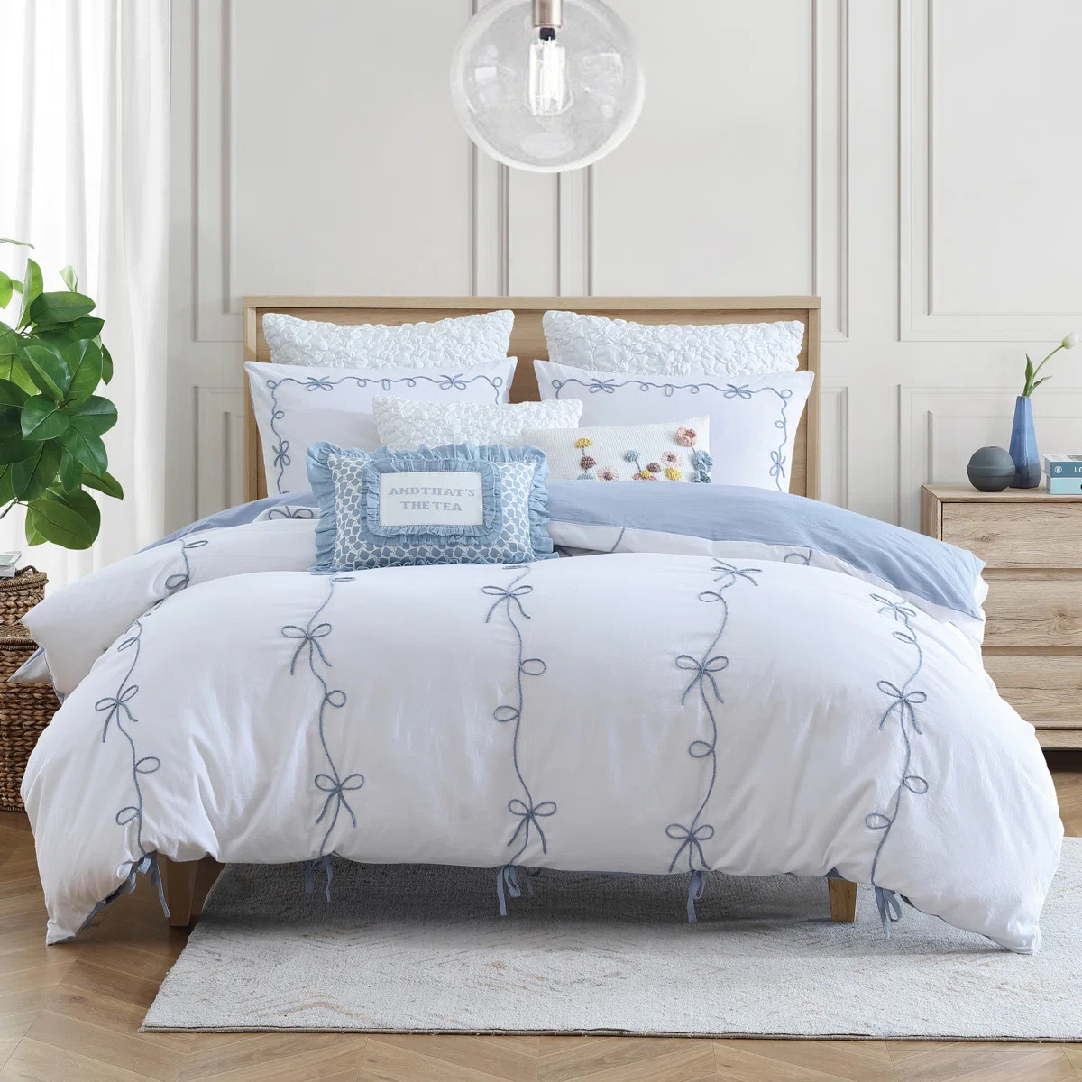 Peri Home Sasha Bows Duvet Set Blue | Wayfair North America