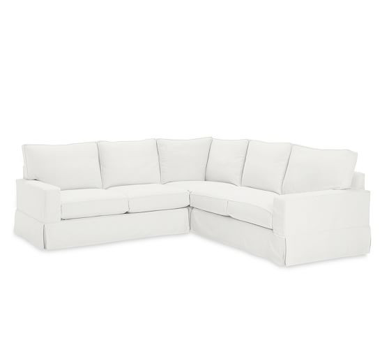 PB Comfort Square Arm Slipcovered 3-Piece L-Sectional | Pottery Barn (US)