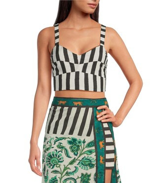 Stripe Sweetheart Neckline Sleeveless Bra Top | Dillard's