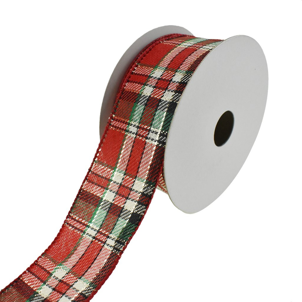 Cozy Christmas Plaid Wired Ribbon, 1-1/2-Inch, 10-Yard - Walmart.com | Walmart (US)