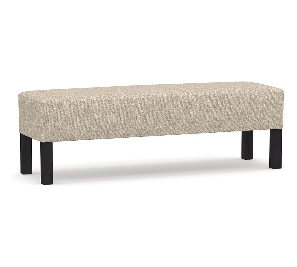 Arden Upholstered Bench, Blackened Oak Legs, Luxe Boucle Pebble | Pottery Barn (US)