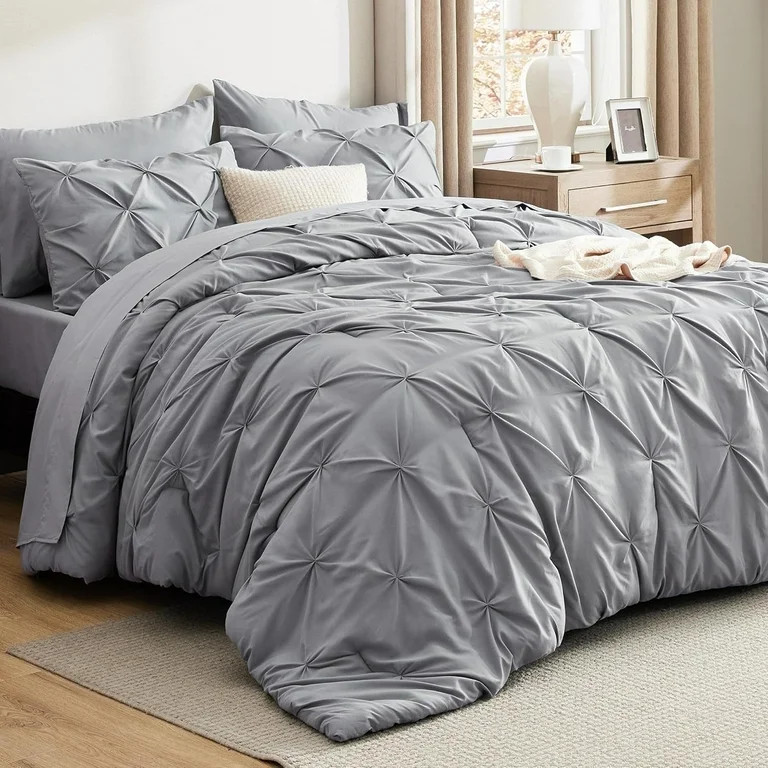 U by Bedsure Queen Comforter Set - 7 Pieces Grey Comforters , Pintuck Bedding Sets for All Season... | Walmart (US)