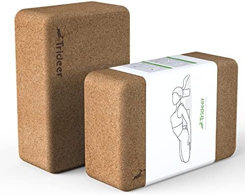 Trideer Cork Yoga Blocks, 2 Pack Natural Cork Block, High Density Yoga Bricks with Non Slip Surfa... | Amazon (US)