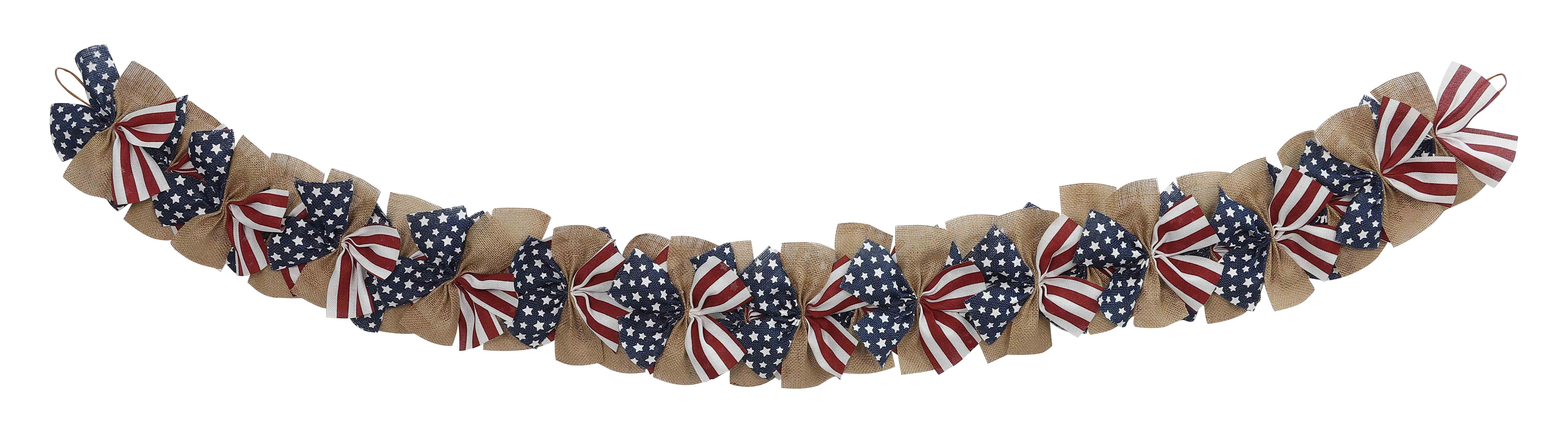 4th of July Patriotic 6ft Burlap Garland, Red/White/Blue -Way to Celebrate | Walmart (US)