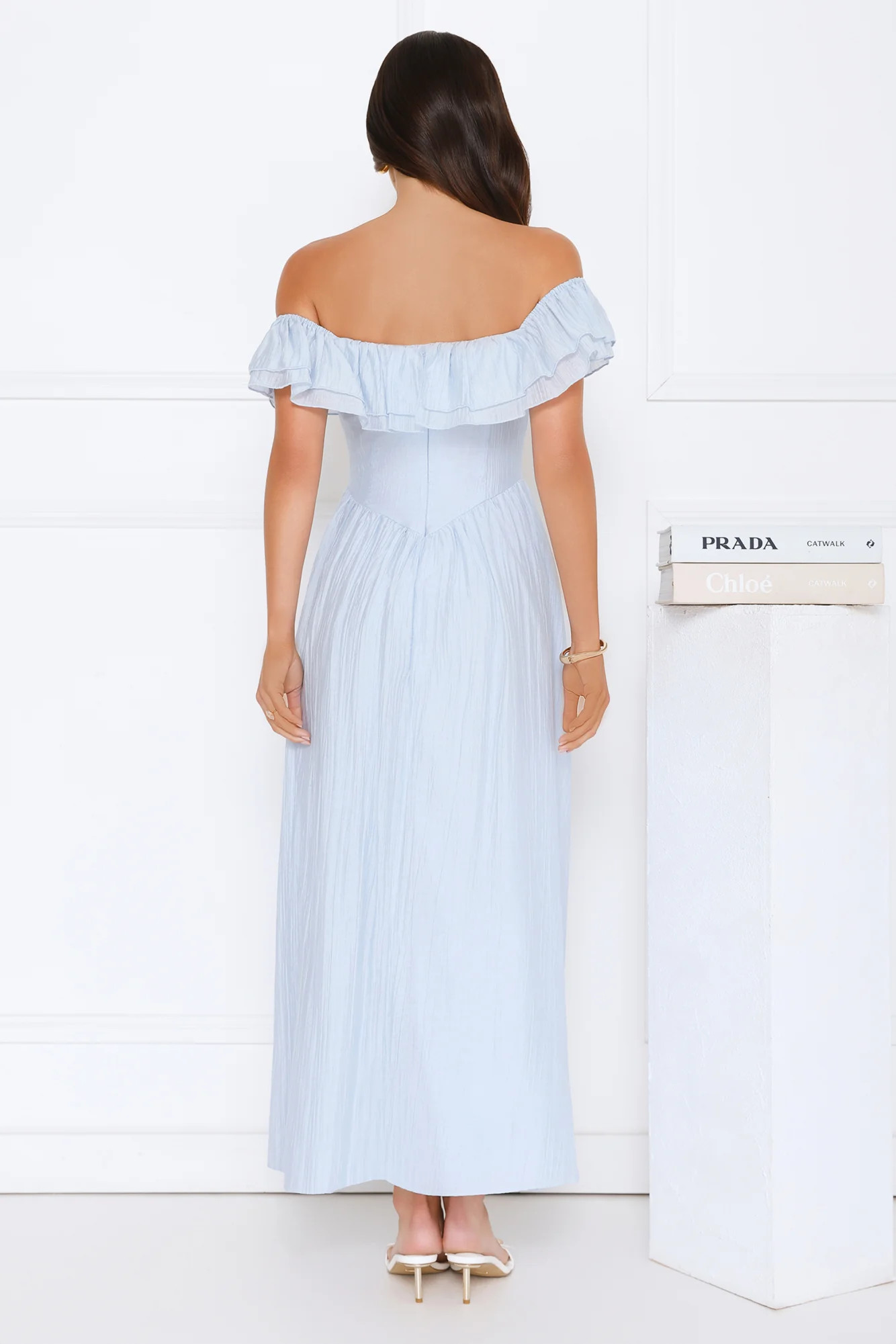Twilight Sonata Off Shoulder Maxi Dress Blue | Hello Molly (US)
