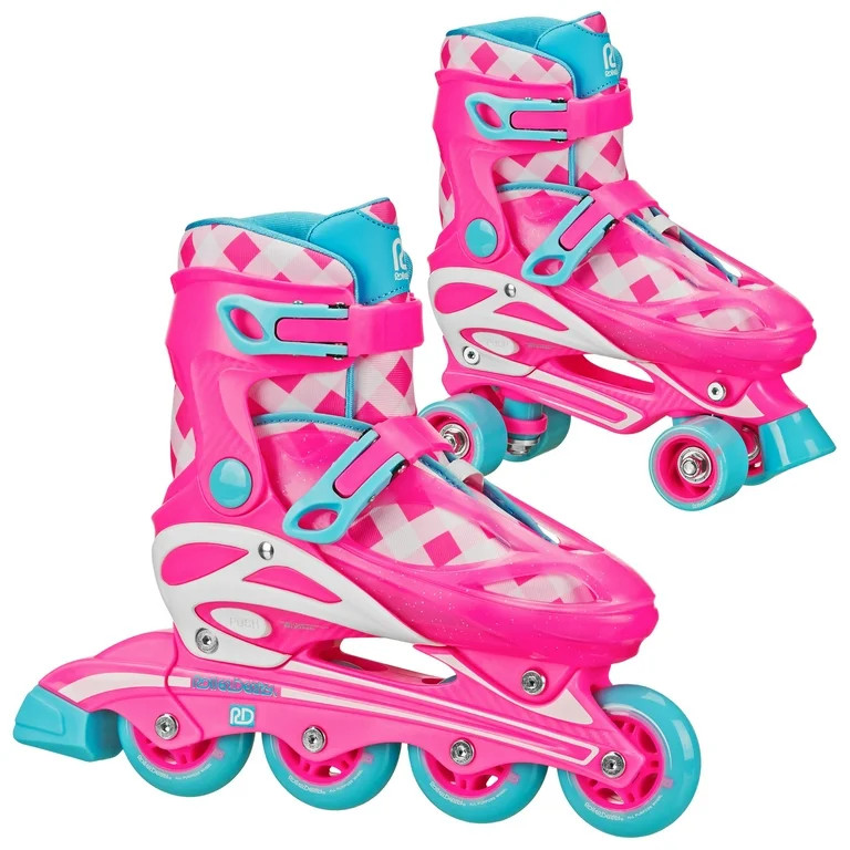 Roller Derby Girl's 2N1 Roller and Inline Skates Size 3-6 Gingham | Walmart (US)