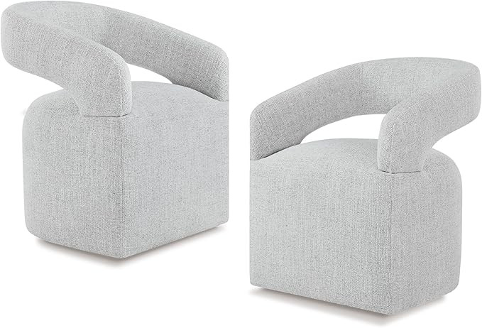 Upholstered Dining Chair with Removable Casters Barrel Side Armchair with Rollers for Diningroom ... | Amazon (US)