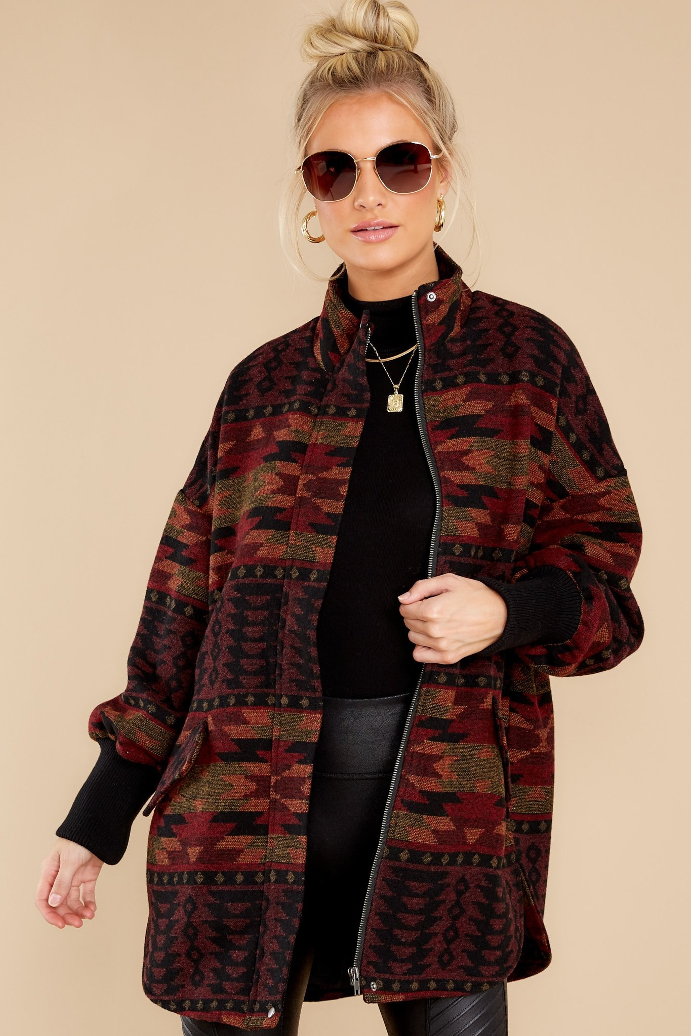 Cabin Fever Black Multi Coat | Red Dress 