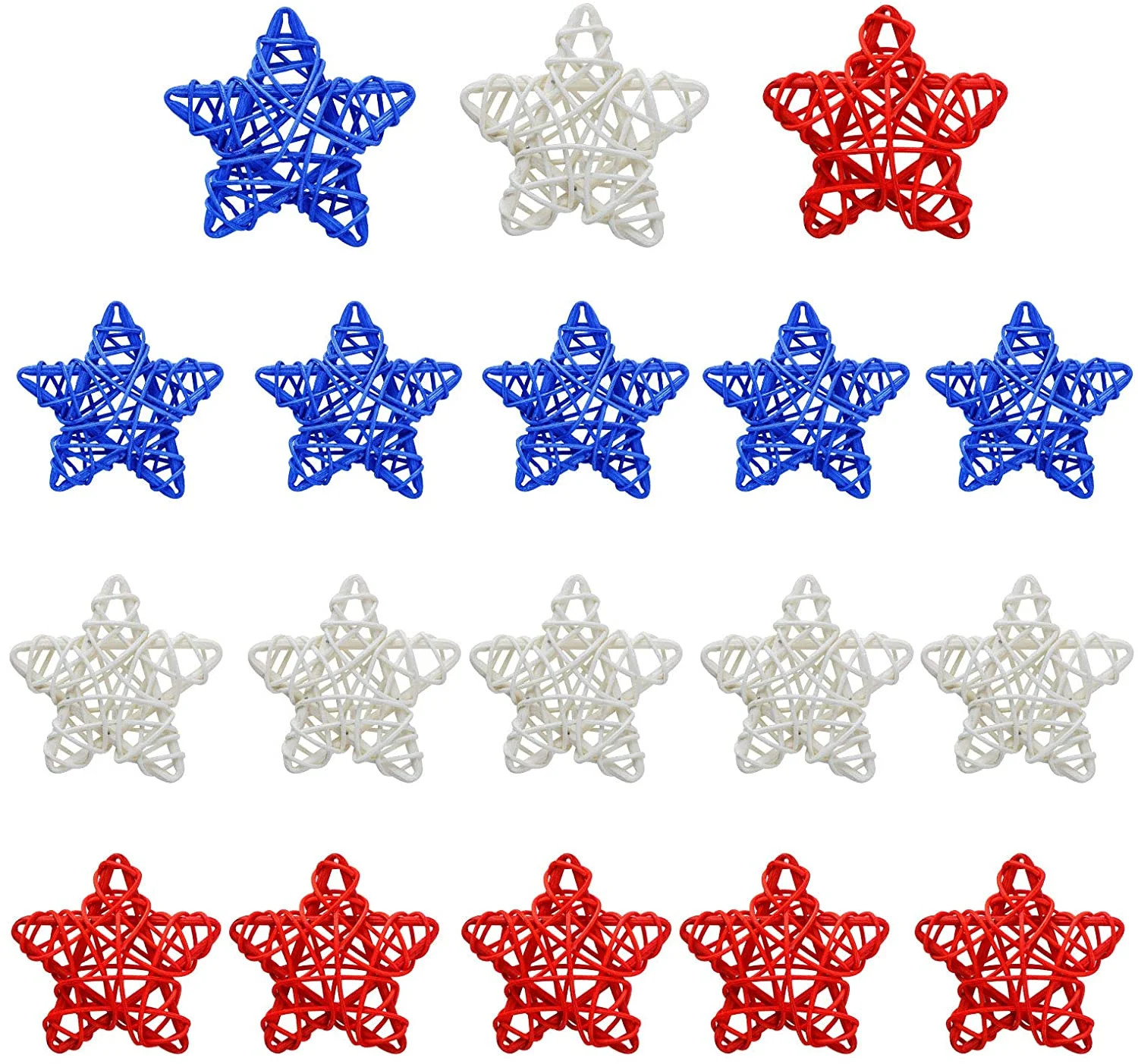 18 Pieces 4th of July Star Shaped Rattan Balls Decoration, Red White and Blue Decorative Hanging ... | Walmart (US)