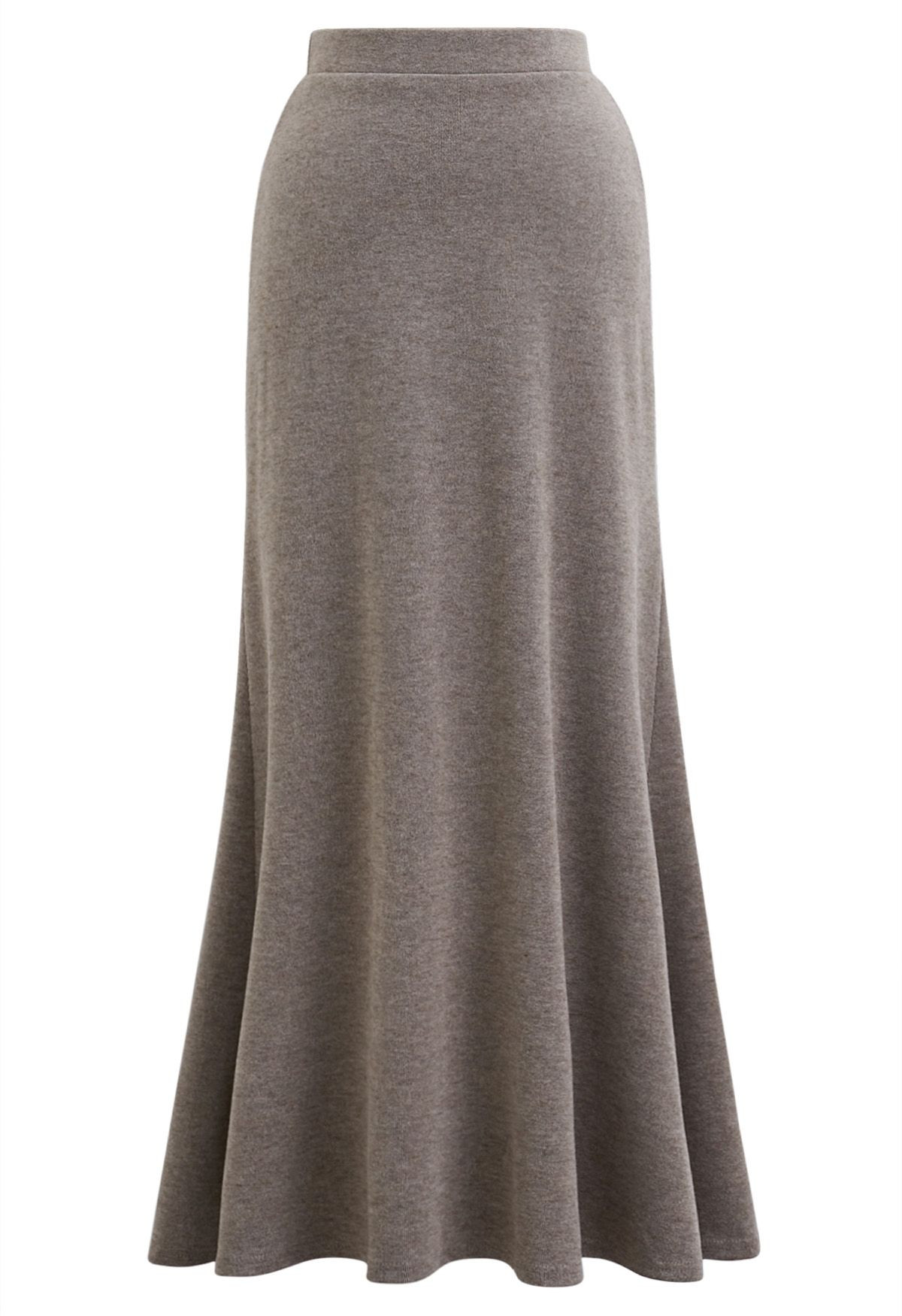 Soft Swirl Elegance Flare Maxi Skirt in Taupe | Chicwish