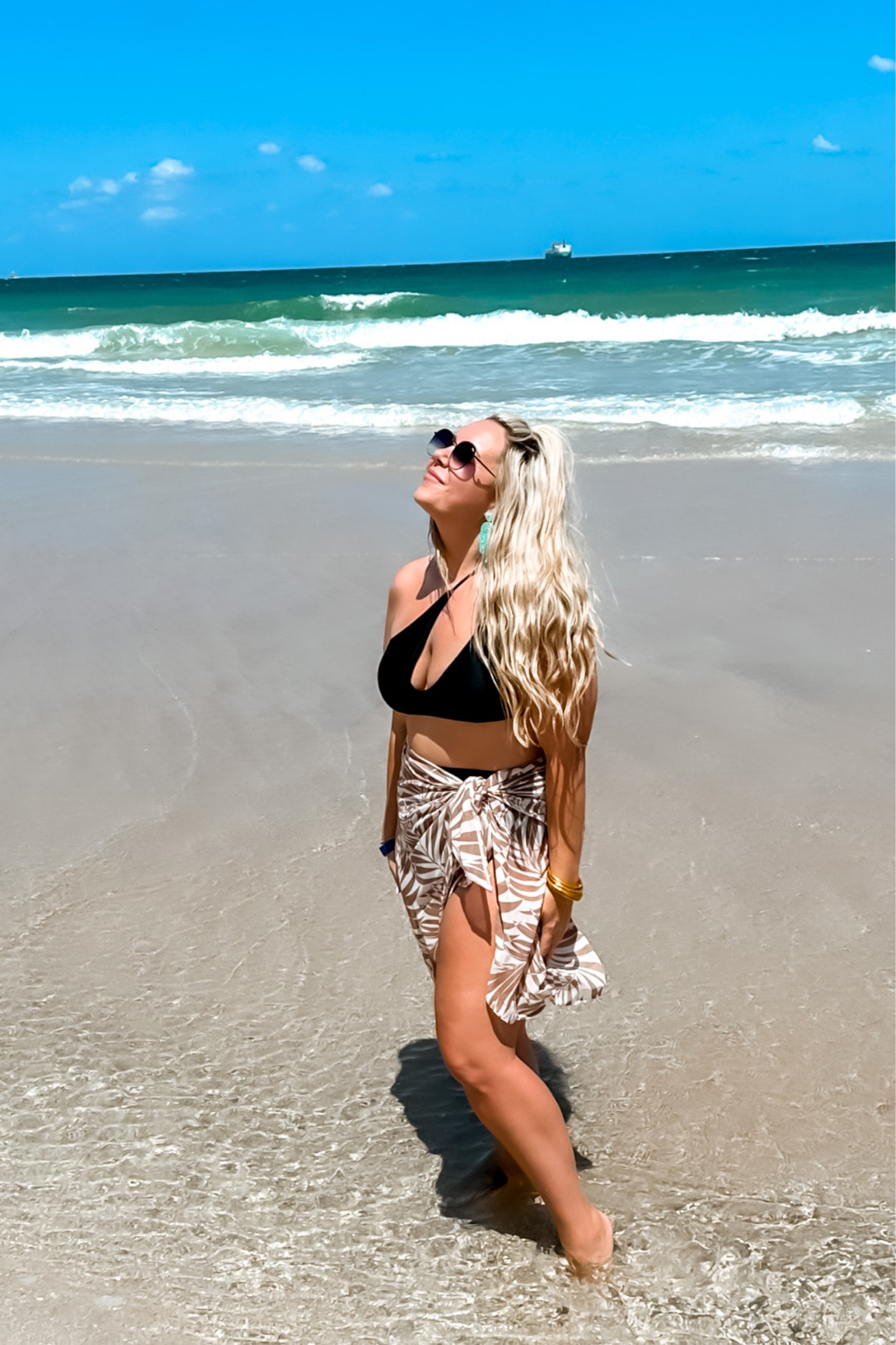 Did my normal size large in the black swim suit top and bottoms. One should bikini top, swimsuit cover up, sarong, beachwear, pool outfit. 

#LTKcurves #LTKSeasonal #LTKswim