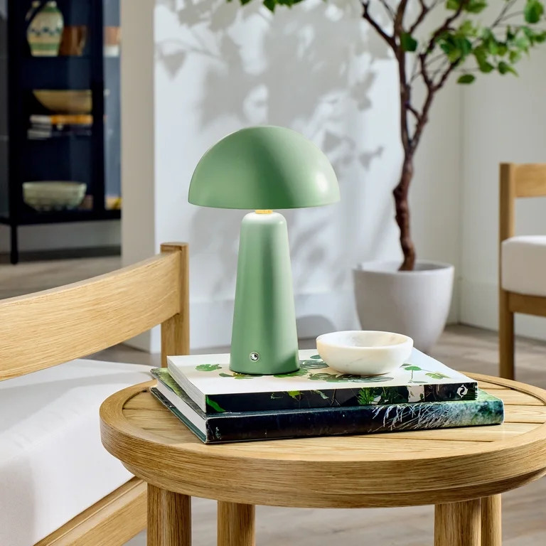 Better Homes & Gardens 9.5" Green Dome Rechargeable LED Portable Lamp with Dimmable Touch Sensor | Walmart (US)