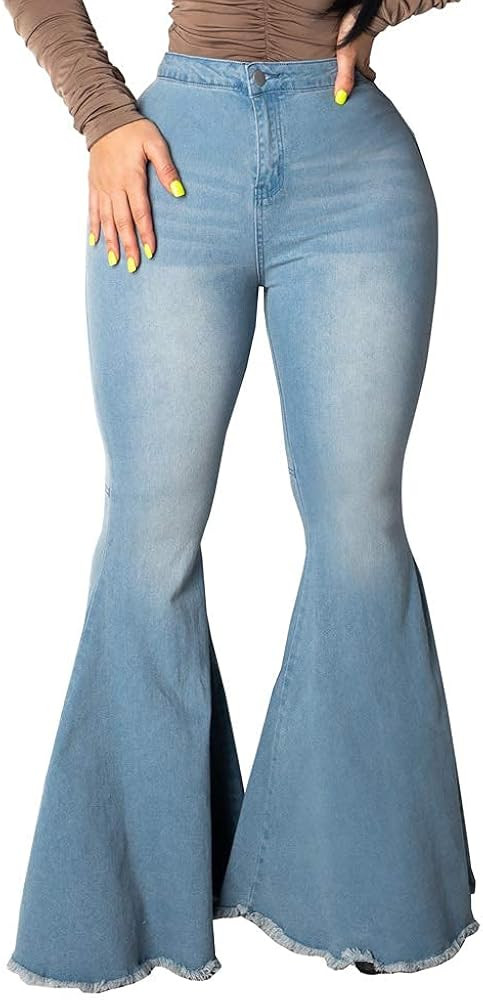 Skinny Ripped Bell Bottom Jeans for Women Classic High Waisted Flared Jean Pants | Amazon (US)