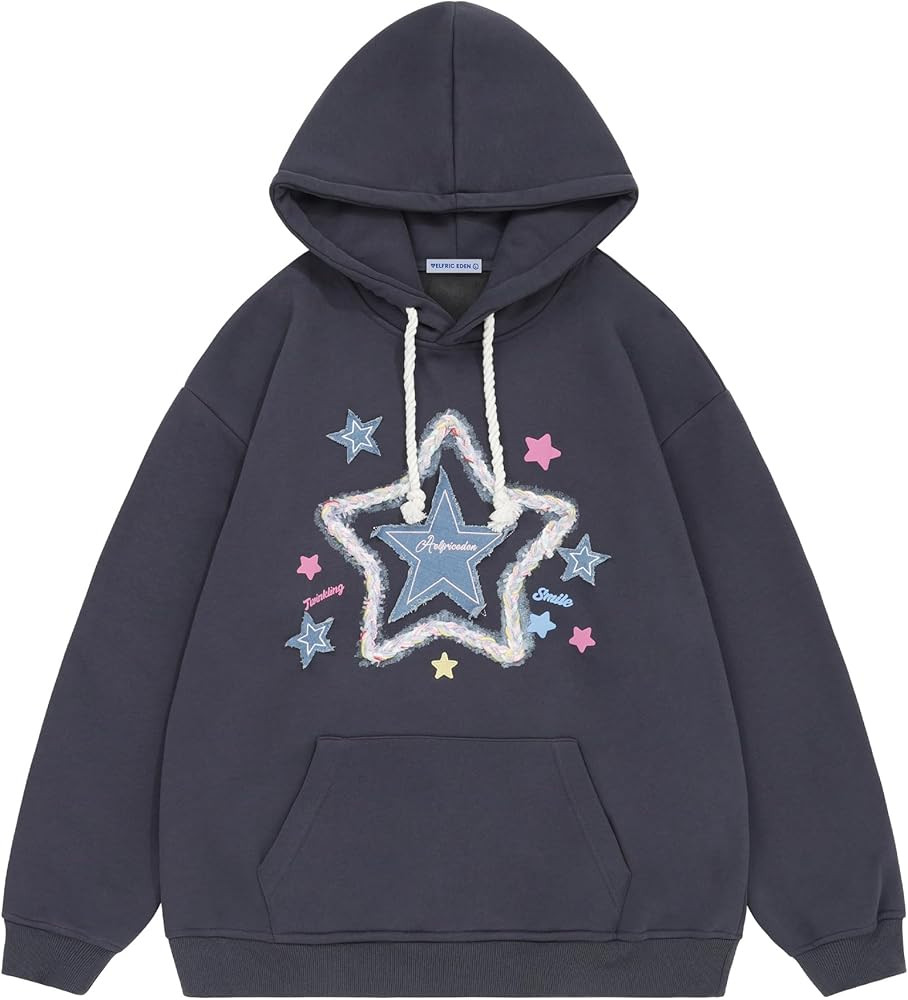 Aelfric Eden Womens Oversized Hoodies Star Graphic Fleece Hooded Streetwear Unisex Sweatshirts Pu... | Amazon (US)