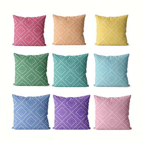 Colorful Spring Pillow Covers White Dots in Diamond Peach | Etsy | Etsy (US)
