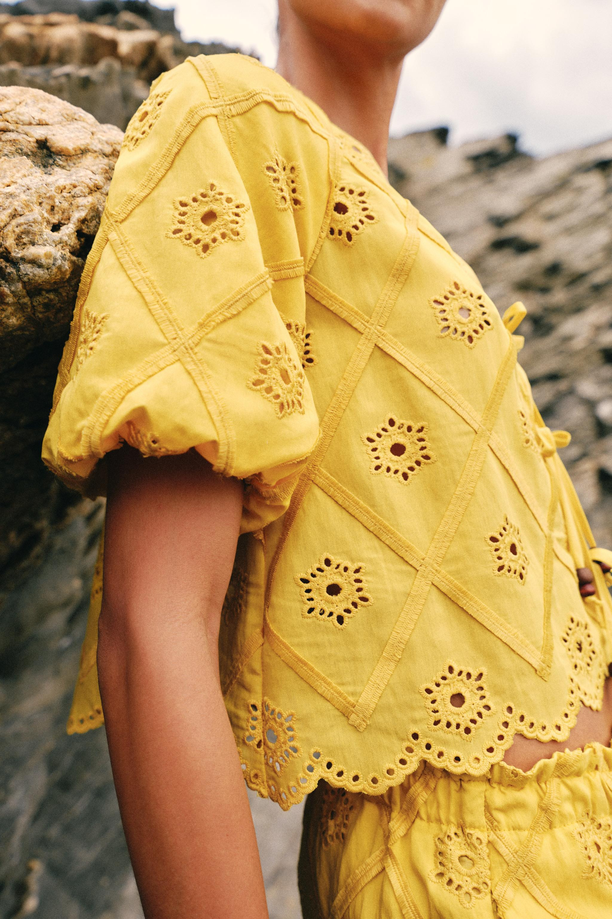 EMBROIDERED EYELET TOP | Zara US