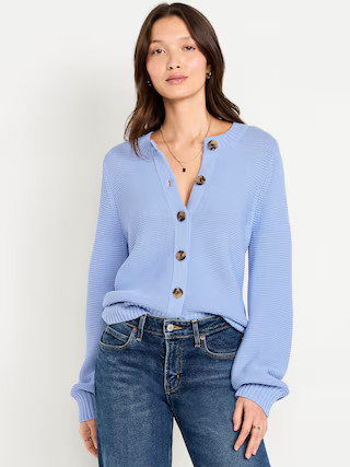 Garter-Knit Cardigan Sweater | Old Navy (US)