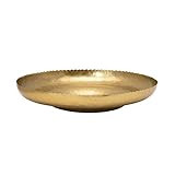 Creative Co-Op Decorative Hammered Metal Tray with Scalloped Edge Plate, 12", Brass | Amazon (US)