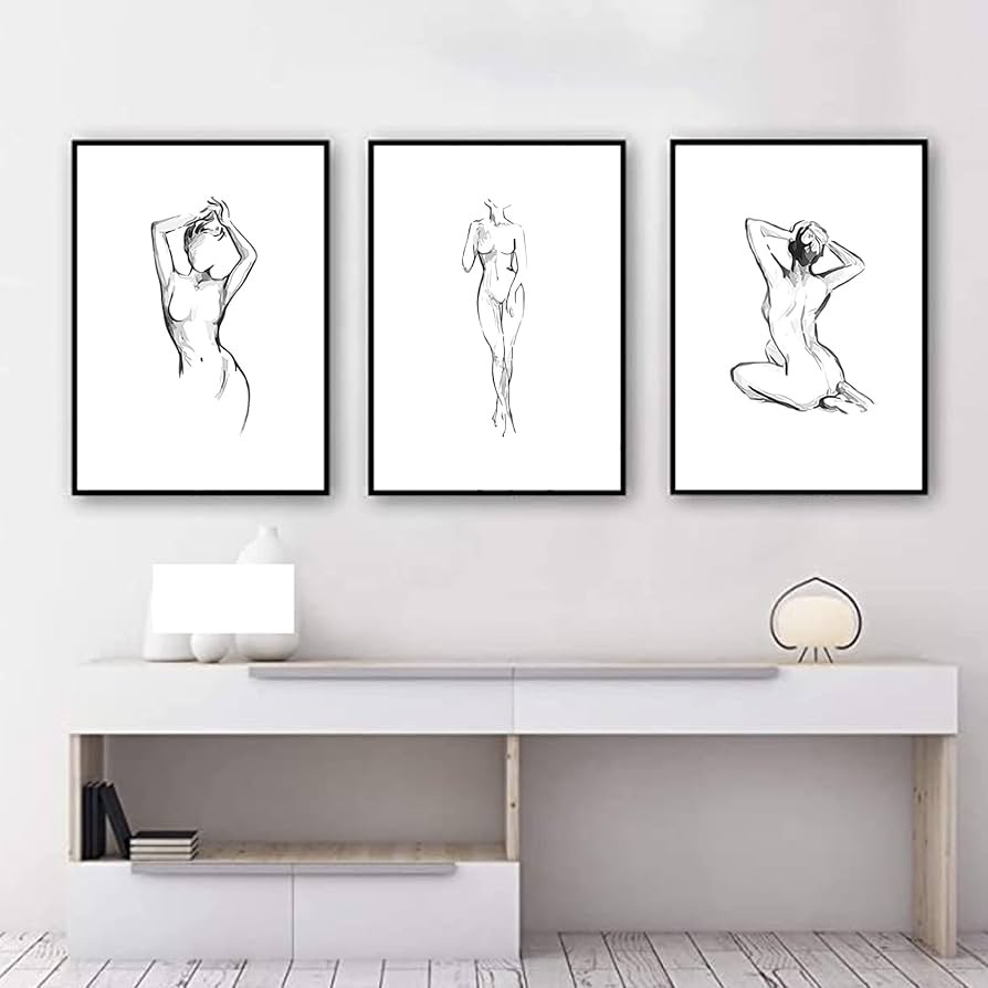 Abstract Black Woman Body Wall Art Line Drawing Canvas Art Minimalist Woman Print One Line Art Wa... | Amazon (US)