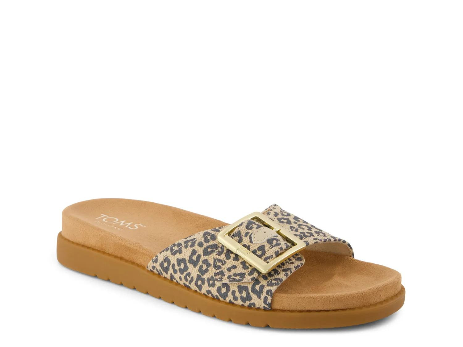 TOMS Marin Sandal | Women's | Beige/Black Leopard Print | Size 7.5 | Sandals | Footbed | DSW