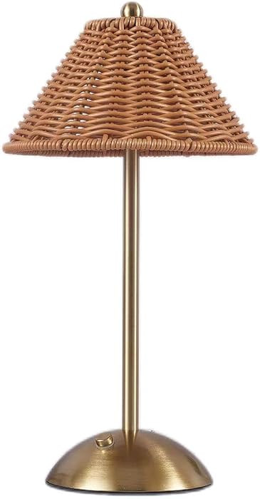 Boho Rattan Table Lamp,Wicker Night Light,LED Rechargeable Reading Lights,3 Color Touch Control D... | Amazon (US)