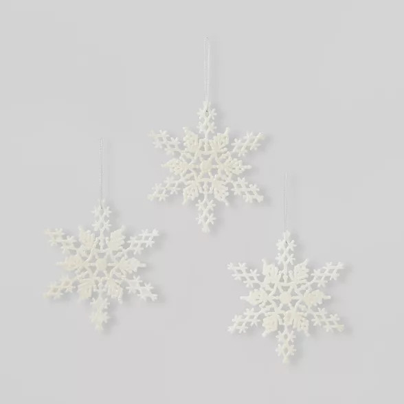 3ct Glitter Snowflake Christmas Ornament Set White - Wondershop™ | Target